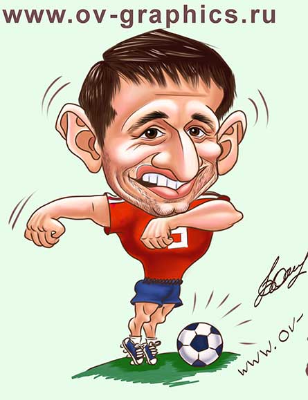 Карикатура по фотографии на футболиста Дзагоева